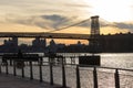 2017 Winter landscape-Williamsburg Bridge at sunset Royalty Free Stock Photo