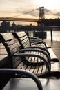 2017 Winter landscape-Williamsburg Bridge at sunset Royalty Free Stock Photo