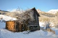 Winter landscape with wooden barn near Bad Gastein, Pongau Alps - Salzburg Austria Royalty Free Stock Photo