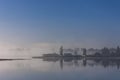 Winter landscapes on lake Tapps park with Mt rainier background.