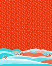 Winter lanscape with snowfall, retro style vector
