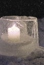 Winter lantern made of ice Royalty Free Stock Photo