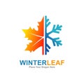 Winter leaf vector logo icon