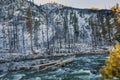 Winter Leaves Snow Ice Wenatchee River Washington