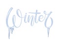 Winter lettering with Icicles doodle sketch Hand drawn design for banner, flyer, brochure, card, poster. Winter time