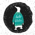 Winter lettering with penguin.