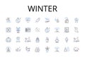 Winter line icons collection. Frost, Coldness, Bitterness, Chill, Sleet, Freezing, Iciness vector and linear