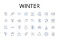 Winter line icons collection. Frost, Coldness, Bitterness, Chill, Sleet, Freezing, Iciness vector and linear