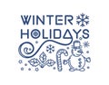 Winter line icons set for winter holidays Royalty Free Stock Photo