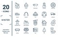 winter linear icon set. includes thin line avalanche, bobsled, gingerbread man, goggles, snow boot, coat, snow ball icons for