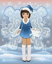 Winter little fairy girl, vector