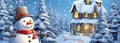 winter lndscape with snowman, AI generated Royalty Free Stock Photo
