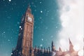 Winter in London - snowfall and magic lights in London Royalty Free Stock Photo