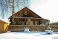 Winter with lots of snow in Russian countryside