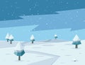 Winter low poly background with road and polygonal