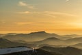 Winter Lucanska Mala Fatra mountains scenery during sunset from Veterne hill in Slovakia Royalty Free Stock Photo