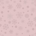 Winter luxury hand drawn seamless pattern print with beauty snowflakes. Pink background with glitter snow crystals. Happy New Year