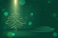 Christmas Background Green Sparkle with Ribbon Pine Tree