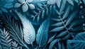 Winter Luxury tropical palm plant leaves background, Pattern of tropical plants and flowers. AI Generative