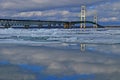 Winter Mackinac Bridge Reflections Royalty Free Stock Photo