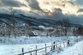 Winter Magic Scene Rural Retezat Romania