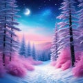 Winter magic wonderland with pink Christmas art