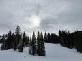 Winter majestic views around Wasatch Front Rocky Mountains, Brighton Ski Resort, close to Salt Lake and Heber Valley, Park City, U Royalty Free Stock Photo