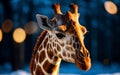 Winter Majesty Portrait of a Majestic Giraffe in the Snowy Wilderness