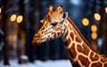 Winter Majesty Portrait of a Majestic Giraffe in the Snowy Wilderness