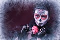 Winter make up sugar skull Royalty Free Stock Photo