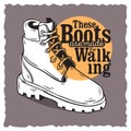 Winter Male Boots Themed Label Poster Design. Royalty Free Stock Photo