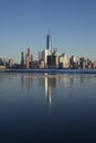 Winter Manhattan skyline reflected on the ice Royalty Free Stock Photo