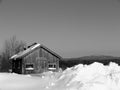 Winter: maple sugar shack in snow Royalty Free Stock Photo