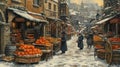 Winter market scene Royalty Free Stock Photo