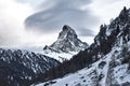 Winter Matterhorn view from the Swiss village Zermatt Royalty Free Stock Photo