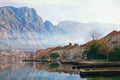 Winter Meditarranean landscape . Montenegro, Bay of Kotor Royalty Free Stock Photo