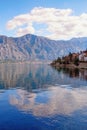 Winter Mediterranean landscape. Montenegro, view of Kotor Bay Royalty Free Stock Photo