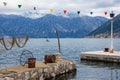 Winter Mediterranean landscape. Montenegro, view of Kotor Bay near Stoliv village