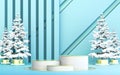 Winter merry Christmas luxury blue and white podium