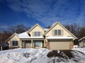 Winter in Minnesota with residential house