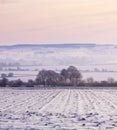 Winter mist over snow-covered fields Royalty Free Stock Photo