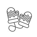 Winter mittens linear icon