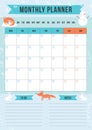 Winter monthly planner with cartoon elements. Royalty Free Stock Photo