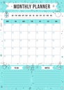 Winter monthly planner with doodle elements. Royalty Free Stock Photo