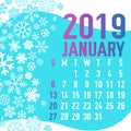 2019 winter months calendar template
