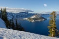 Winter Moon over Crater Lake snowscape