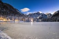 Winter moonlight on the lakes of Fusine