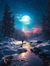 winter moonlight photorealistic smooth color