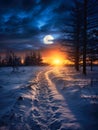 winter moonlight photorealistic smooth color