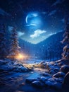 winter moonlight photorealistic smooth color